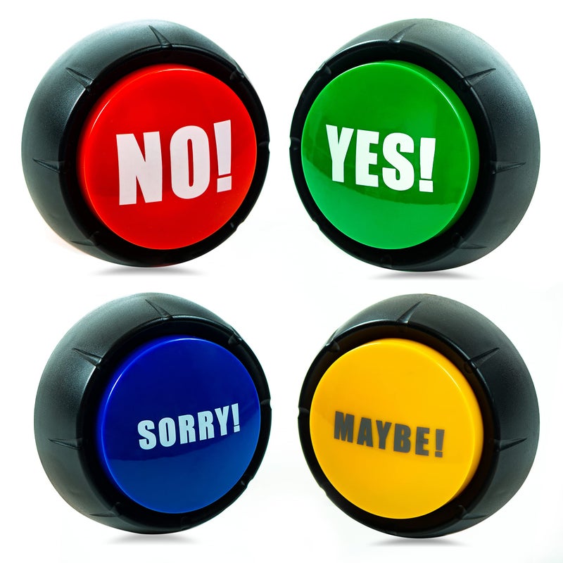 Granatan Yes No Button & Maybe Sorry Button, Answer Buzzers Set of 4 Buzzers for Game Show, Sound Button, Gag Gifts - Image 1